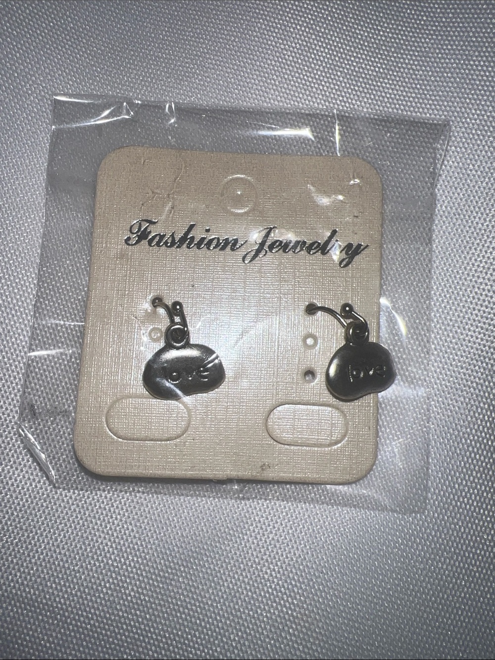 Silver 'Love' Charm Earrings - Fashion Jewelry